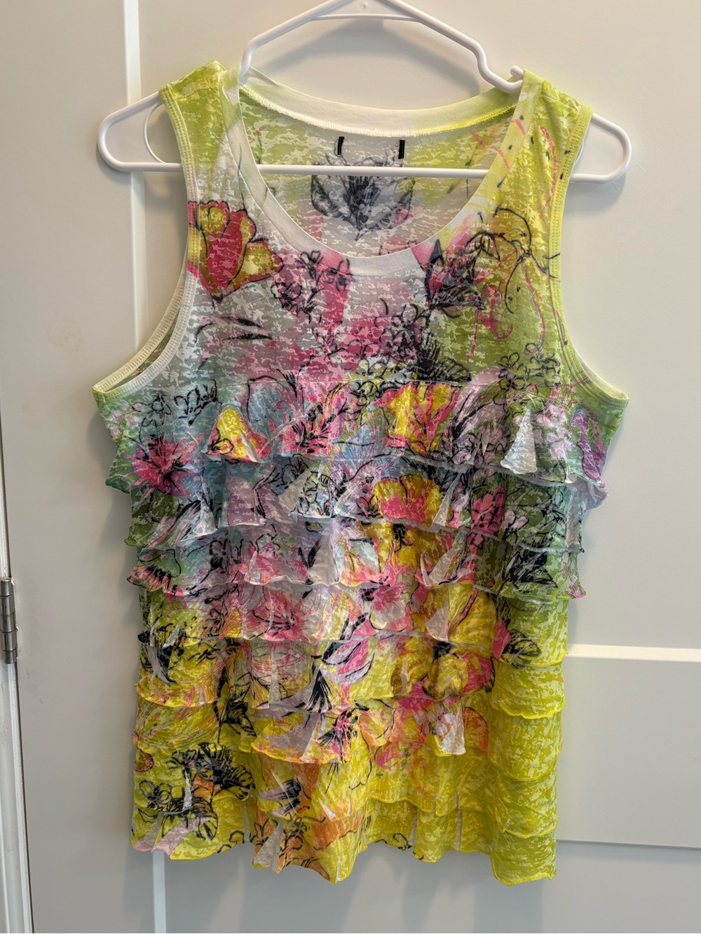 Y2k Floral Ruffle patterned Tank Top #47